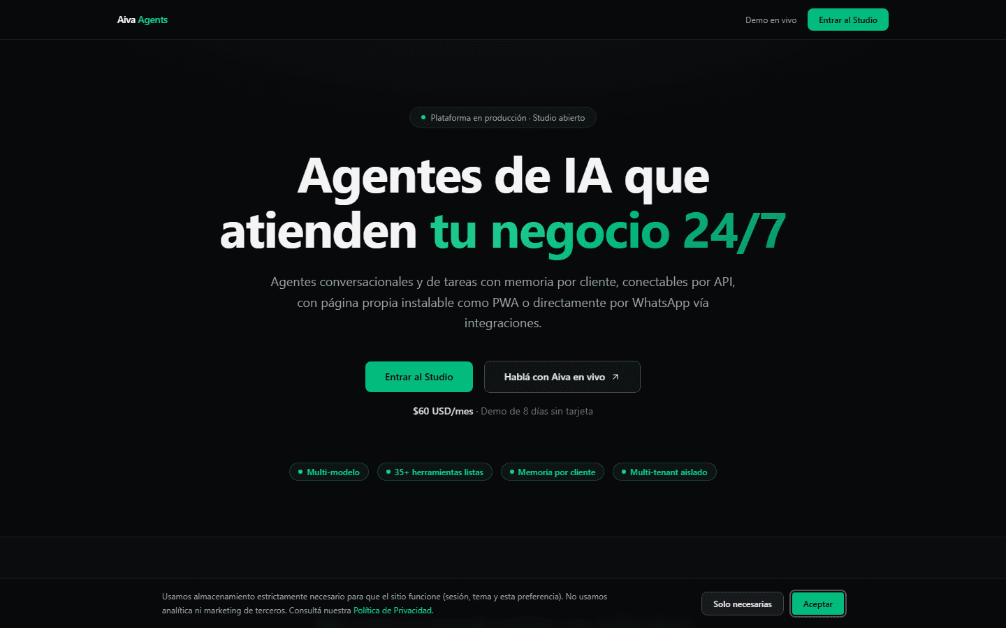 Aiva Agents dashboard
