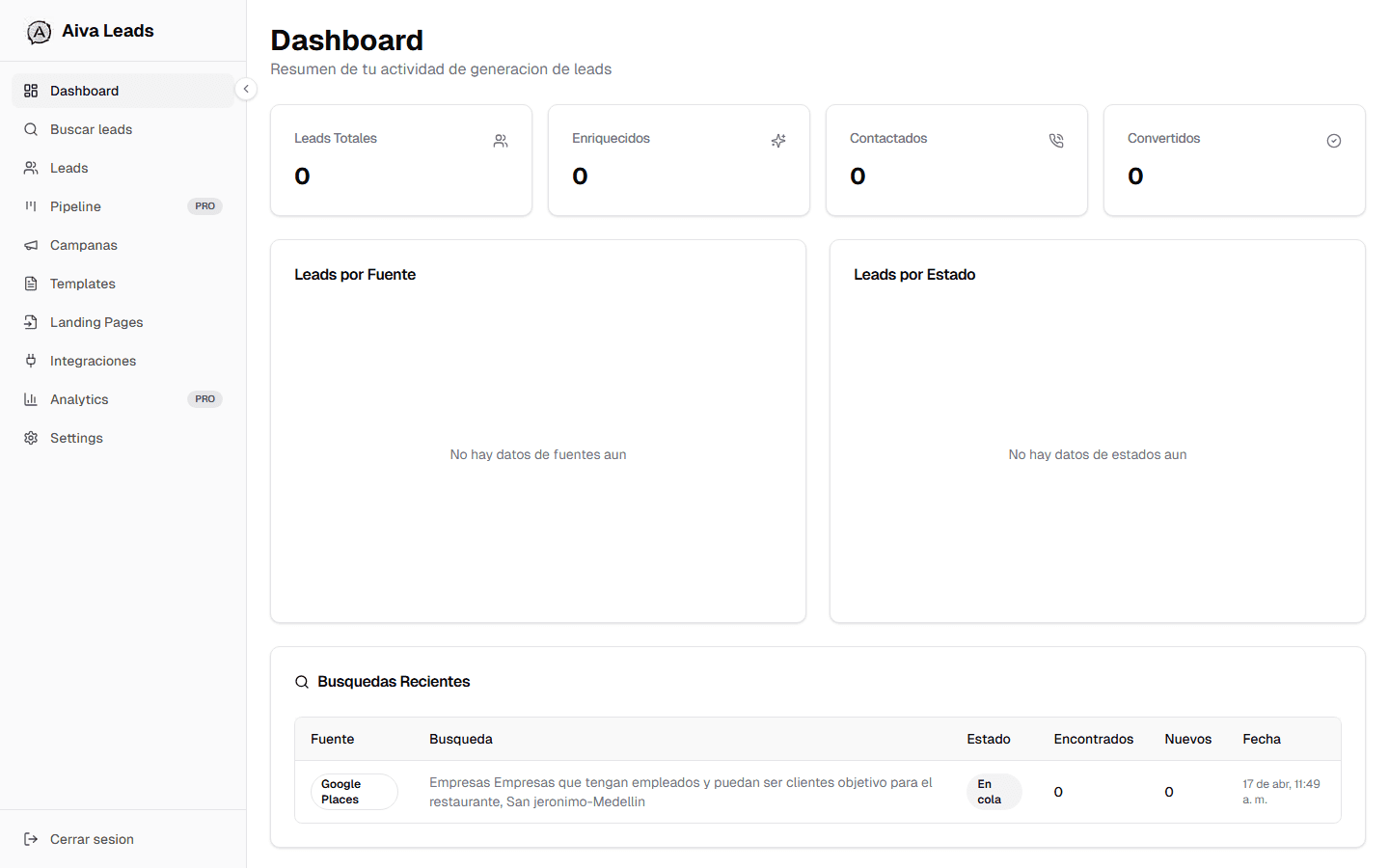 Aiva Talent dashboard